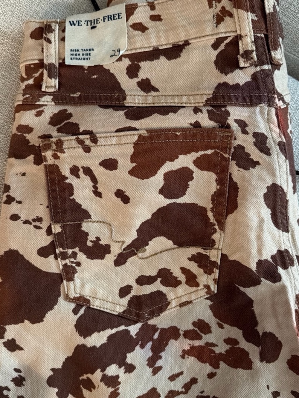 We The Free Brown and Cream Cowprint Jeans - Picture 3 of 7
